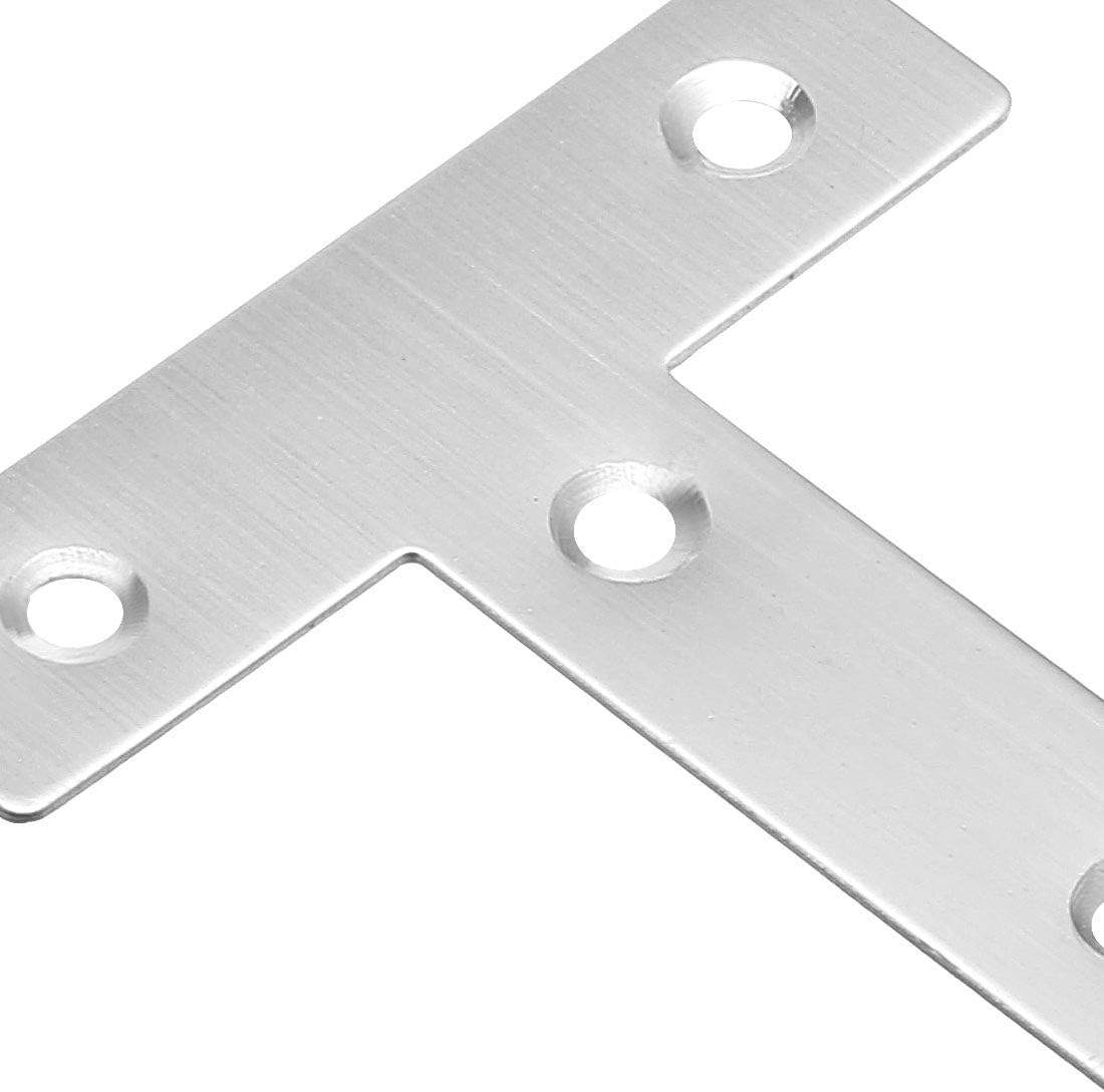 sourcing map Flat T Shape Repair Mending Plate, 60mmx60mm, Stainless Steel Joining Bracket Support Brace, Pack of 5 - Image 5
