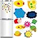 AUCH 48pcs Assorted Color Wooden Magnetic Fun Bright Colorful Preschool Toddler Toy Color and Shapes Learning Refrigerator Magnets Fridge Stickers