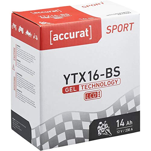 Accurat motorfiets-accu YTX16-BS 14 Ah 230 A 12V gel-technologie + lcd-display startaccu krachtig robuust… - Image 3