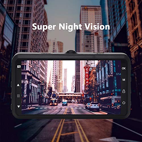 Caferria Dash Cam 1296P FHD Dashboard Car Camera DVR Driving Recorder 3" LCD Screen 170°Wide Angle, G-Sensor, Night Vision, WDR, Parking Monitor, Loop Recording, Motion Detection