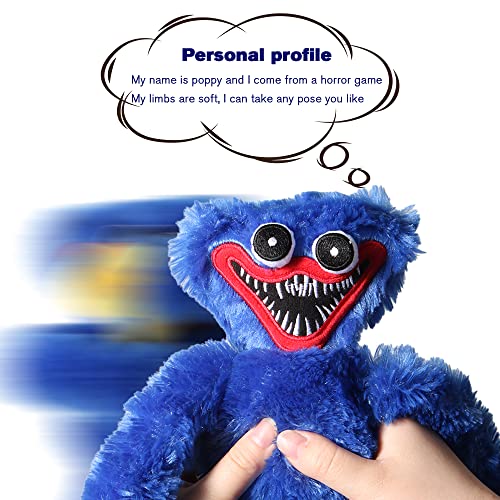 2 Pcs Poppy Playtime Huggy Wuggy Plush Toys, 15.7inches Blue Scary and Funny Plush Doll, Monster Horror Game Doll Gifts for Kids and Game Fan’s(Blue&Pink)