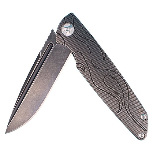 Enkrio d2 blade steel flipper knife satin blade tc4 titanium hand…