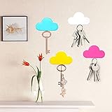 Pack of 4 Blue White Yellow Pink Creative Novelty Cute Cloud Shape Magnetic Magnets Key Holder Wall Keychains Hanger Home office Decoration
