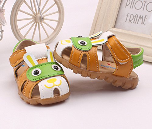 Respctful✿Baby Summer Sneakers Toddler Sewing Pu Leather Hook & Loop Cartoon Non-Slip Sandals Green