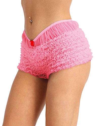 dPois Womens Sexy Ruffled Lace Panties Bloomers Sissy Knickers Shorts Underwear Pink One Size(Waist: 56-72cm / 22.0-28.0'') - Thumbnail 5