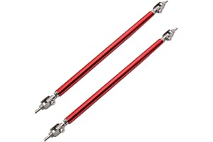 ILOVO 2PCS Adjustable Front Bumper Lip Splitter Strut Rod Tie Support Bars Replacement fit for Universal 7.87” (Red)