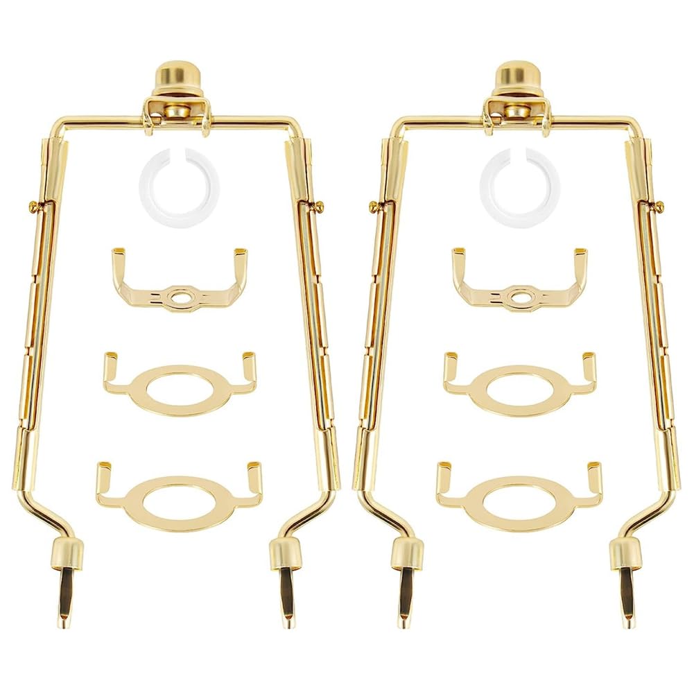 Wisyurt 2PCS Lamp Shade Harp Holder 7Inch E14,E26,E27 Light Base Adapter Gold Horn Frame Lampshade Bracket