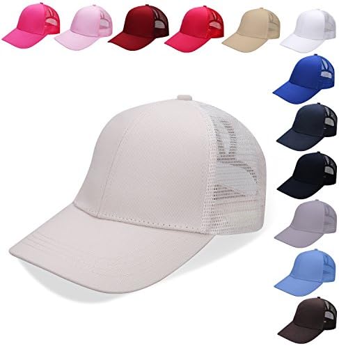 NeuFashion Ponycap Messy High Bun Ponytail Adjustable Mesh Trucker Baseball Cap Hat for Women