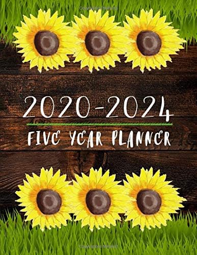 2020-2024 Five Year Planner: RUSTIC SUNFLOWERS! 5 Year Monthly Planner Calendar | Note Sections Each Month, Password Log, Phone Book Pages & U.S Federal Holidays Marked in | Monthly Planner/Organizer