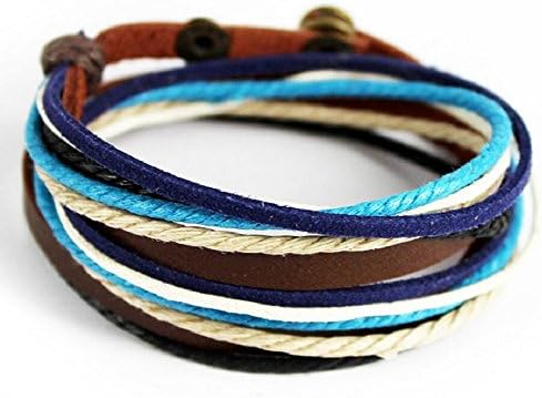 Fariishta Jewelry Cotton Rope Hand Braided Leather Wrap Bracelet