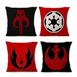 Bayyon Decorative Throw Pillow Covers Set of 4 Cotton Linen Cushion Star Wars Covers 18 x 18 inch (Set of 4)