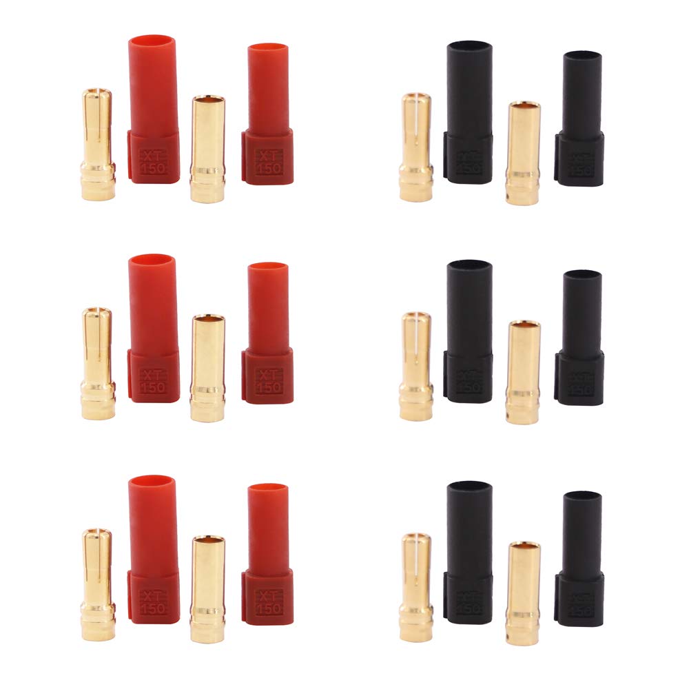 BDHI 6 pairs XT150 6mm Large Current Motor Bullet Connector Adapter Plug set Male Female 150 High Rated Amps(B121-6)