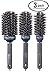 Hairbrush Set (3 Pcs), Round Ceramic Ionic Nano Technology Hair Brush by Better Beauty Products, M/L/XL, 1.25/1.7/2inch Barrel with Double Bristles, Natural Boar and Nylon Bristles, Gray Color Combo