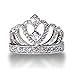 TenFit 925 Silver Princess Crown Ring with CZ Inlaid Fashion Jewelry Engagement Wedding Ring for Women