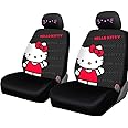 Yupbizauto Hello Kitty Cord Car Seat Cover Set – Pink Embroidered Kitty Face Headrest Covers & Air Freshener Bundle