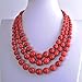 Jane Stone Red Bubble Necklace 3-Layer Illusion Necklace Wedding Bridal Jewelry(Fn0659-Red)