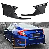 Fits for 2016-2018 Hpnda Civic X 2PC JDM Add-on Rear Bumper Underbody Spoiler Side Splitters Apron Valance