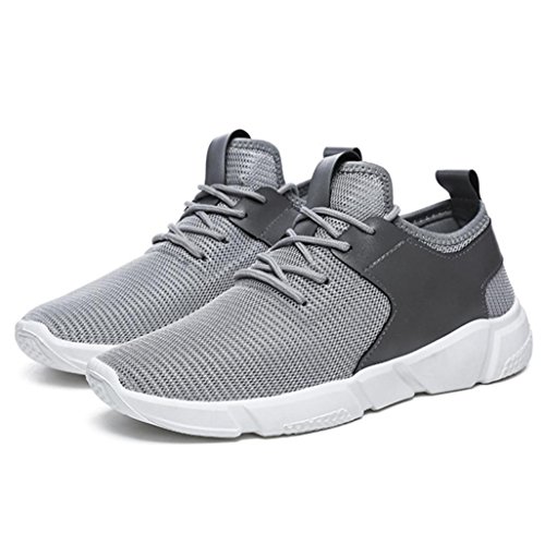VESNIBA Fashion Men's Straps Sports Running Casual Sneakers Solid Shoes (9.5, Gray)
