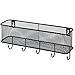 MyGift Modern Black Metal Walll Mounted Key Hook Organizer and Mail Holder, Entryway Hanging Wire Mesh Storage Basket with 5 Hooks