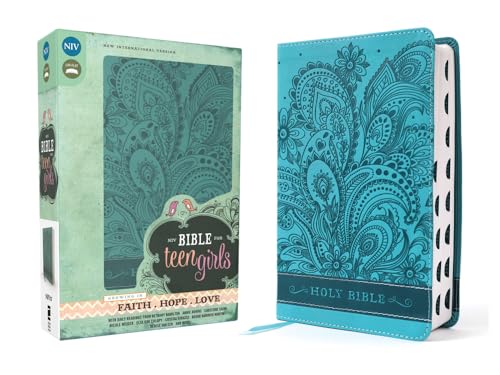 NIV, Bible for Teen Girls, Leathersoft, Blue, Thumb Indexed Tabs: Growing in Faith, Hope, and Love – The Perfect Christian Faith Gift for Your Teenage Girl, Age 13-18