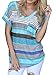 Chellysun Women's V-neck Casual Short Sleeve T-shirt Blouse Tees Tops (X-Large, Blue)
