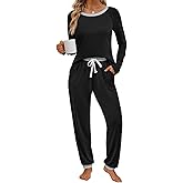 LILLUSORY Womens Pajamas Sets 2 Piece Fall Casual Lounge Pjs Set Sleep Loungewear Winter Long Sleeve Warm Outfits 2026