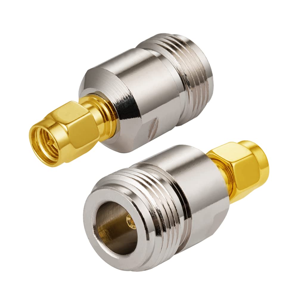 Vecys SMA to N-Type Adapter SMA Male to N-Type Female Adapter for Wi-Fi Antenna Cable WLAN Wireless Wifi Router (2 pcs)