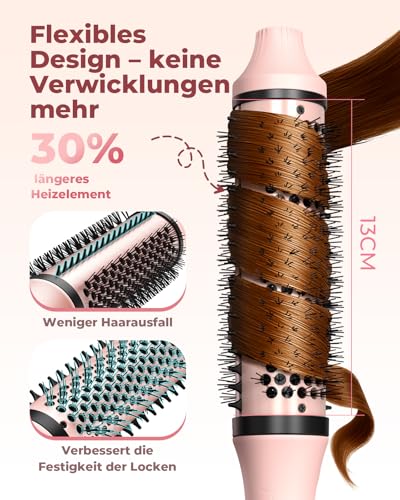Bopcal Thermal Brush 3 in 1 - Thermobürste Rundbürste mit Digital Display, Ionische Lockenbürste Reduziert Frizz, Thermo Bürste für Glattes, Voluminöses & Lockiges Haar, Dual-Spannung C257 22