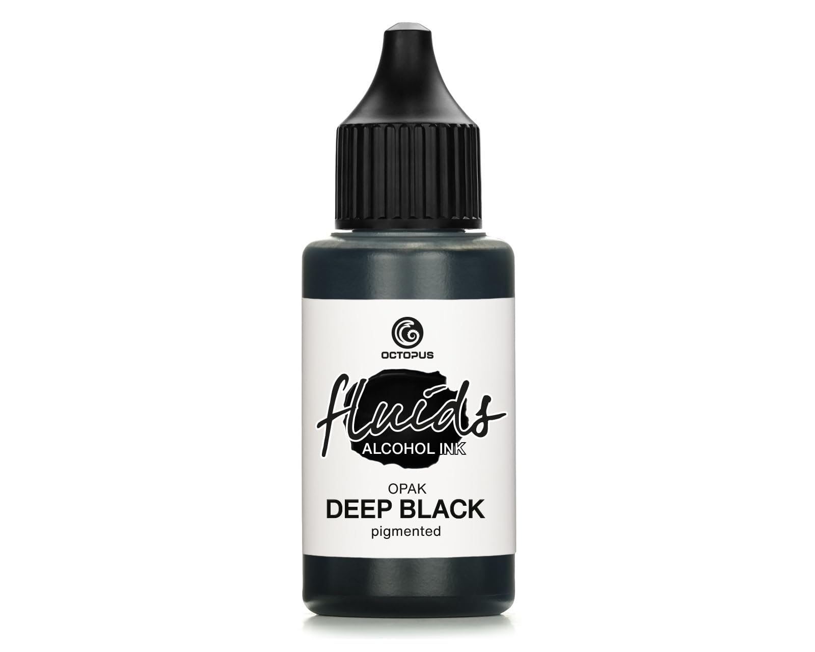 Fluids Alcohol Ink OPAK DEEP Black for Fluid Art and Resin, pigmented, Opaque on Light and Dark substrates