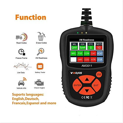 VXDAS OBDII Scanner,Car OBD2 Auto Fault Code Reader Universal Check Engine Light CAN Vehicle Diagnostic Scan Tool for All OBDII Protocol Cars Since 1996 AM3011