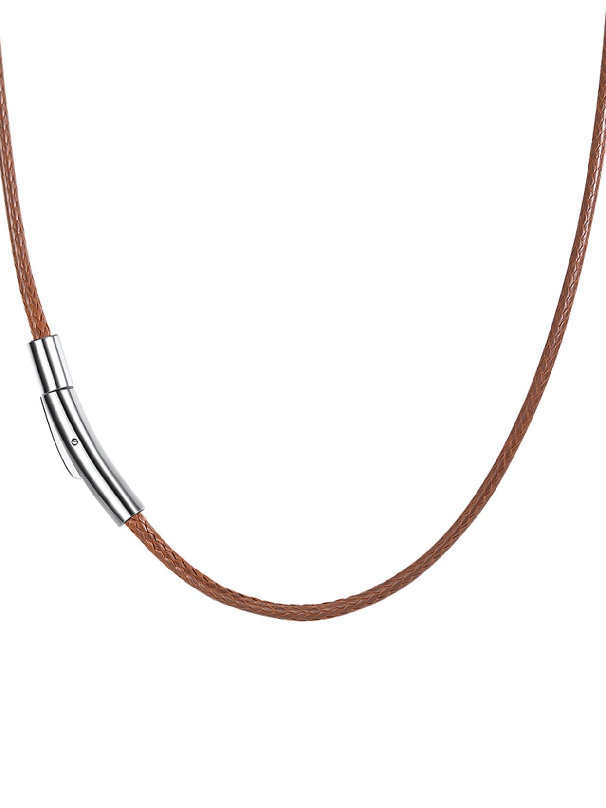 Richsteel Brown Wax Rope Chain Necklace Cord Leather With Clasp 28inch Necklaces For Men