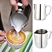 Milk Frothing Pitcher, Steaming Pitcher Food Grade Stainless Steel with Dual Side Measurement for Latte Coffee Arts, Espresso Machines, 12 Oz (350 ml)