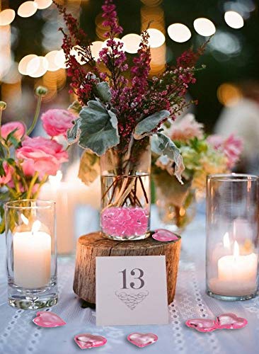 Fangoo 220 Pieces Pink Acrylic Heart Flat Back Heart Gems for Valentine's Day Decorations, Vase Filler, Table Scatter Decoration, Wedding Decorations,Home Decorations(Pink, 1LB) - Thumbnail 5