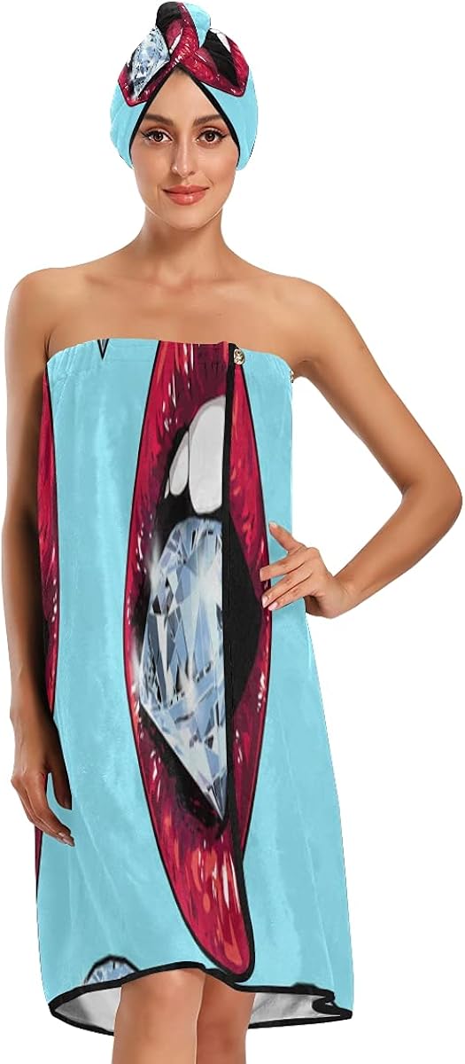 Velcro Towel Wrap For Women Bright Lips Holdi A Sparkling Brilliant