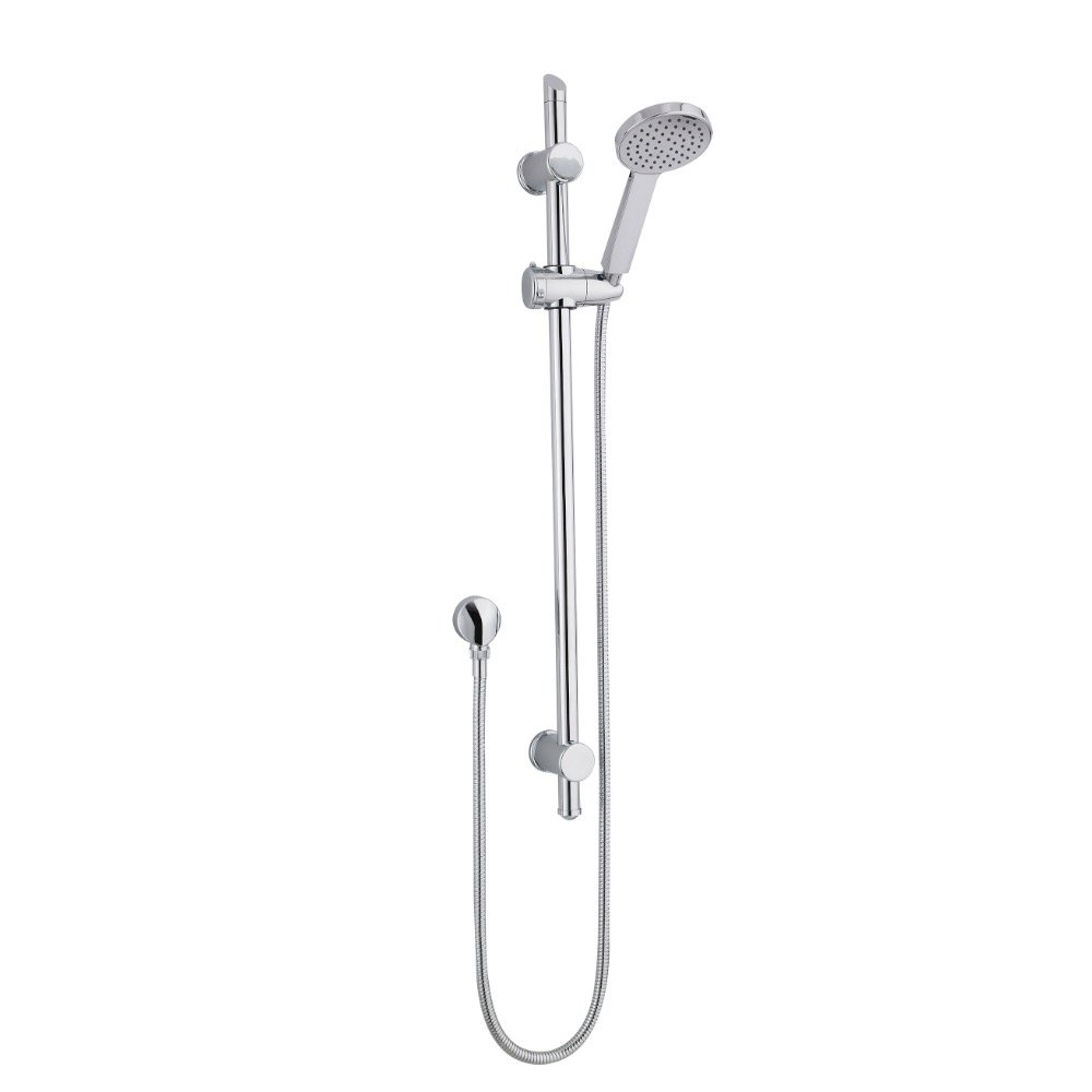 Nuie JTY035 ǀ Modern Bathroom Round Water Saving Rectangular Slide Rail Kit with Air Induction Handset and Outlet Elbow, 820mm x 96mm, Chrome, Set of 5 Pieces