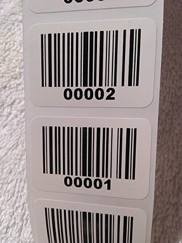 Consecutive Barcode Labels 0001 to 1000 1 1/2" x 1" Paper Permanent Adhesive
