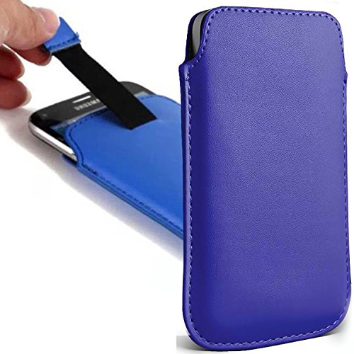 Nokia Lumia 930 Pouch UNIVERSAL Pull Tab Leather PU Case Cover Soft Sleeve ( Blue )
