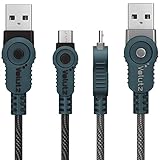 [2-Pack, 3.3ft] Volutz Nylon Braided Micro USB Cable, Cell Phone Charger for Android Tablet, PS4 Controller, Samsung Charge Cable, Galaxy S7/S6, Huawei, HTC, Sony and More (ArmorCord/Color-Coded)