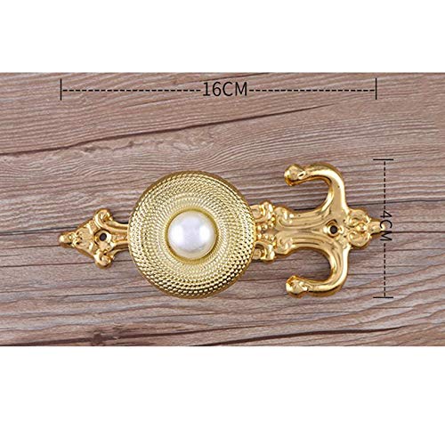 JISETY 2Pcs Drapery Hooks Metal Pearl Decorated Wall Mounted Coat Hanger Tassel Curtain Tieback Holdbacks