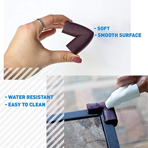 Furniture Edge and Corner Guards | 16.2ft Protective Foam Cushion | 15ft Bumper 4 Adhesive Childsafe Corners | Baby Child Proofing Foam Set and Safe for Table, Fireplace, Countertop | Brown