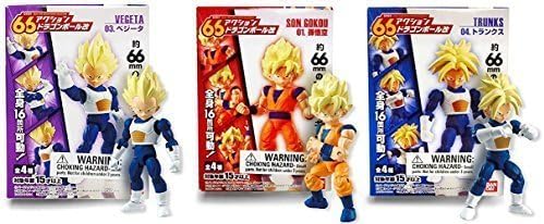 DragonBall Kai 66 MM Shokugan Action Mini Figure - 3pcs Set