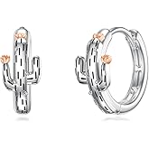 MONGAS Cactus/Fox/Pumpkin/Dragonfly/Penguin/Music/Dolphin Earrings 925 Sterling Silver Huggie Hoop Earrings Christmas Jewelry Gifts for Women