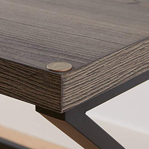 HSH Rustic Computer Desk, Metal and Wood Home Office Desk, Industrial Vintage Soho Study Writing Table, Gray 47 inch - Image 3