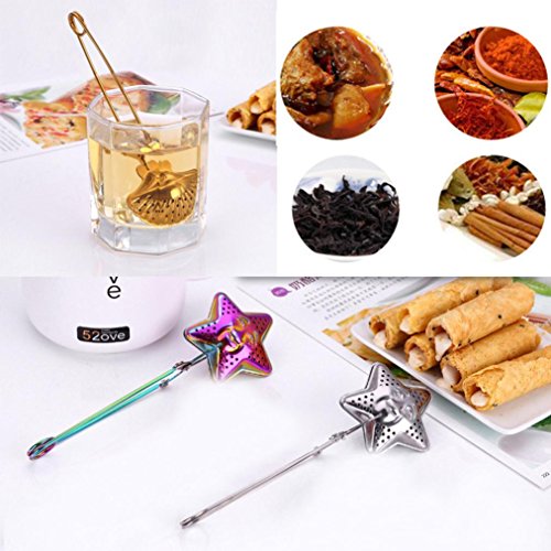 Ecosin Ecosin Star Shell Shape Resistant Teabag Quality Food Set Clip Practical Snap Stainless Steel Mesh Tea Ball Infuser Tea Strainer (Star Silver)