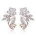 BAMOER Rose Gold Plated Flower Design Multicolor Cubic Zirconia Stud Earrings for Women Girls CZ Jewelry