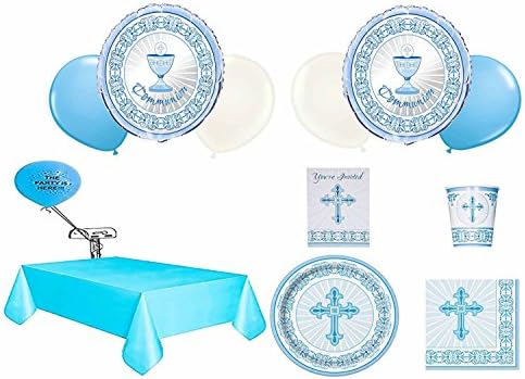 Blue Radiant Cross Communion 16 Guest Party Pack With Balloons