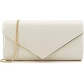 Dexmay Envelope Clutch Purse for Women Shiny Patent Leather Foldover Evening Bag Formal Handbag
