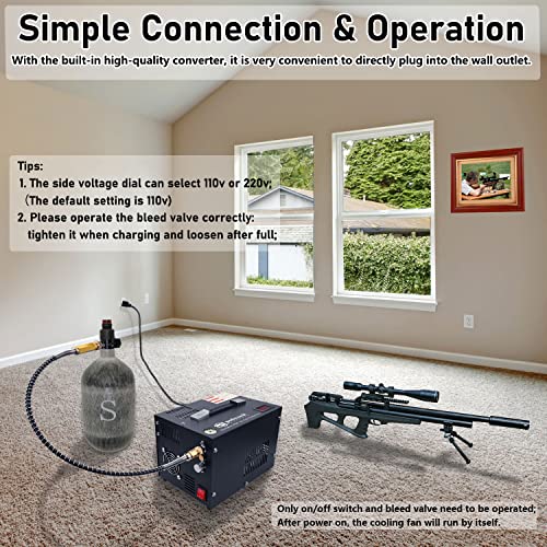 Spritech PCP Air Compressor,Builtin Power Converter,Portable 4500Psi