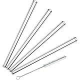 Glass Dharma Simple Elegance 4 Glass Drinking Straws with Brush, 7mm x 6.25 Inch
