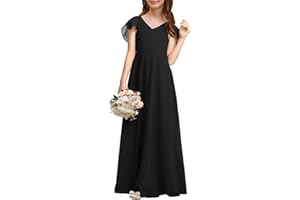 Galawaqe Kids Junior Bridesmaid Dresses Chiffon Flower Girl Dress for Teen Girl Long Party Pageant Gowns